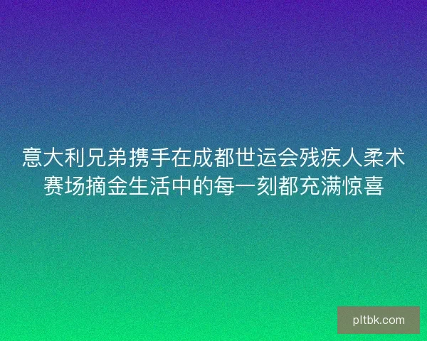 意大利兄弟携手在成都世运会残疾人柔术赛场摘金生活中的每一刻都充满惊喜